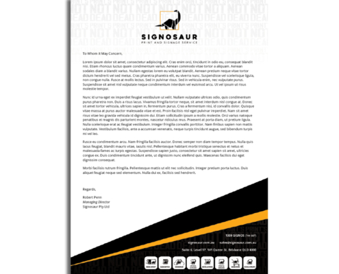 Letterhead With Signosaur Branding