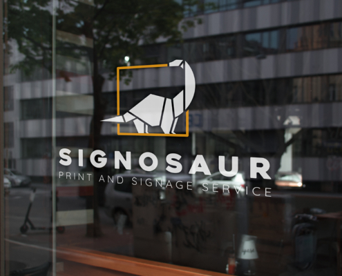 Window Decal With Signosaur Logo