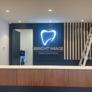 Bright Image Family Dentistry - illuminated reception sign Bright Image Family Dentistry - illuminated reception sign
