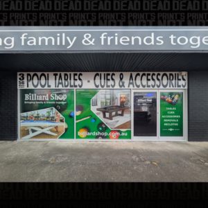 Billiard Shop - Shop Front One Way Vision & Window Decals Billiard Shop - Shop Front One Way Vision & Window Decals