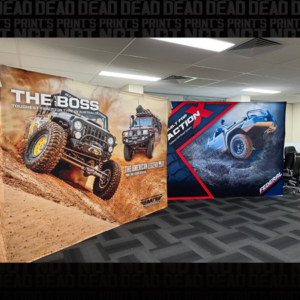 Two media walls - one for Mickey Thompson, one for Federal Tires - each with exciting 4WD imagery