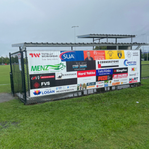 Springwood Pumas - sponsorship banner on the back of the visitor's box