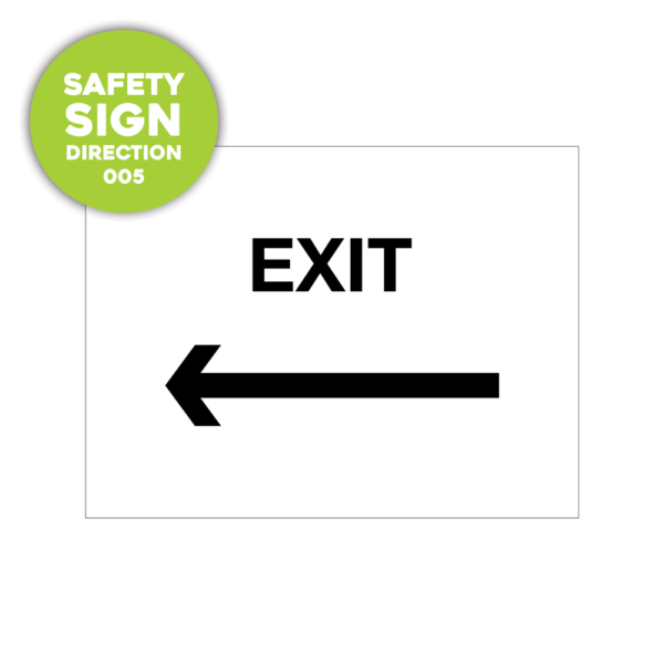 Safety Sign: exit, with an arrow facing left