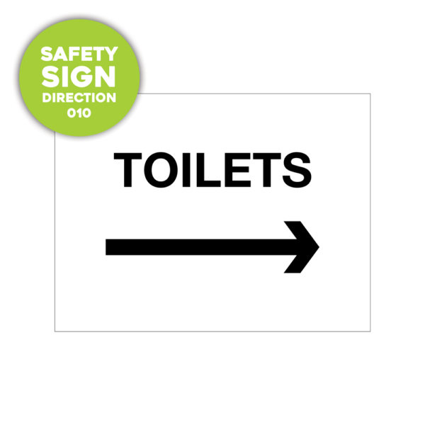 Safety Sign: toilets, with an arrow facing right