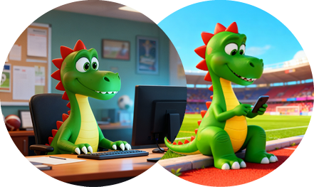 The Signosports dinosaur placing their next online order