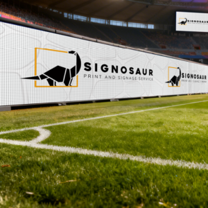 Boundary LED signs on a soccer field